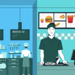 clip art restaurant back of house cooking, front of house cashier working at a fast food restaurant