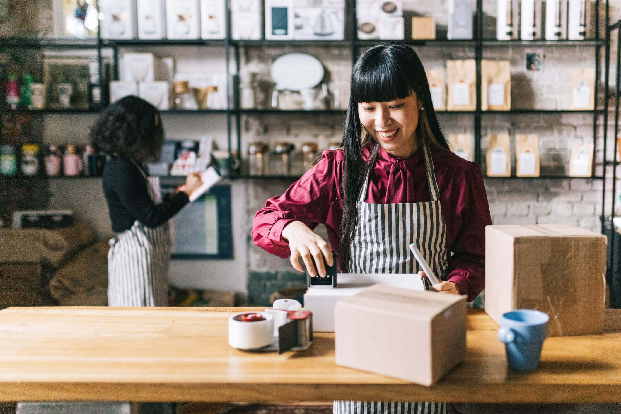 Small business owner shipping packages