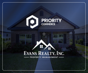 Priority Commerce and Evans Realty logos